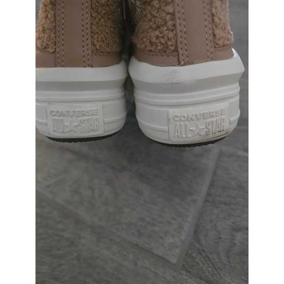 Converse All Star Lift Platform High Top Teddy Sneakers Brown Tan Womens 8.5 - Picture 5 of 8